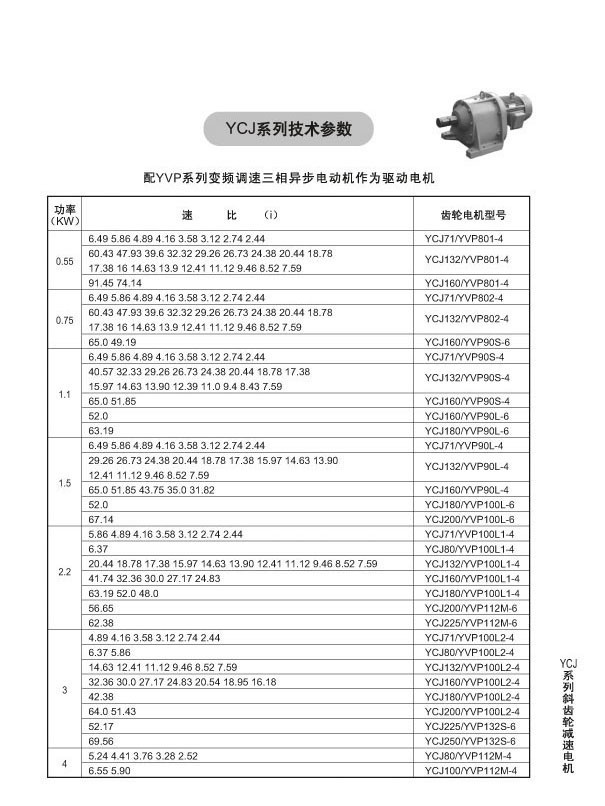 YCJ系列斜齒輪減速電機
